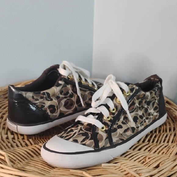 COACH Barrett Low Top Leopard Print Women's Lace Up Sneakers Size 8B Casual - Picture 8 of 12